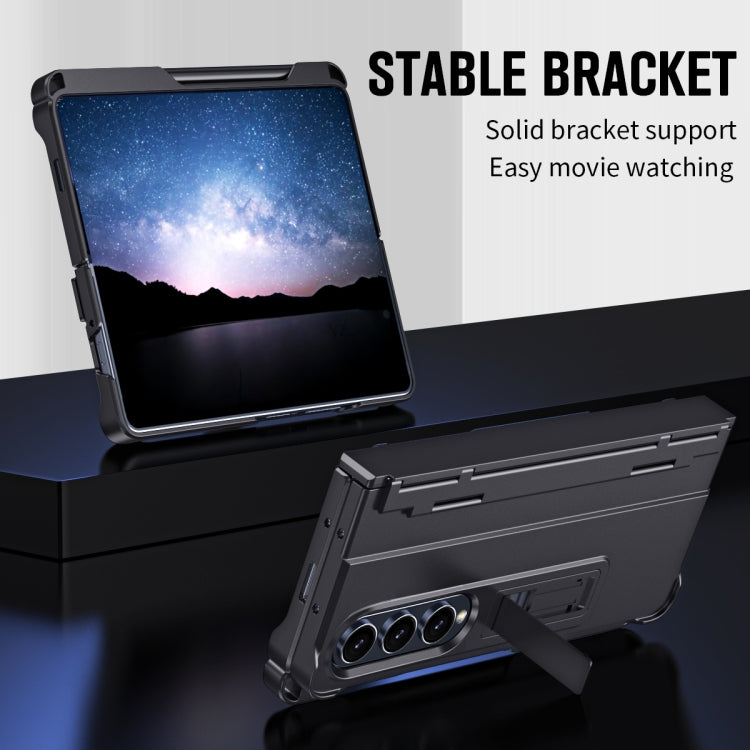 For Samsung Galaxy Z Fold4 Diamond Case-film Integral Hinge Shockproof Phone Case with Pen(Black)