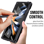 For Samsung Galaxy Z Fold4 Diamond Case-film Integral Hinge Shockproof Phone Case with Pen(Black)