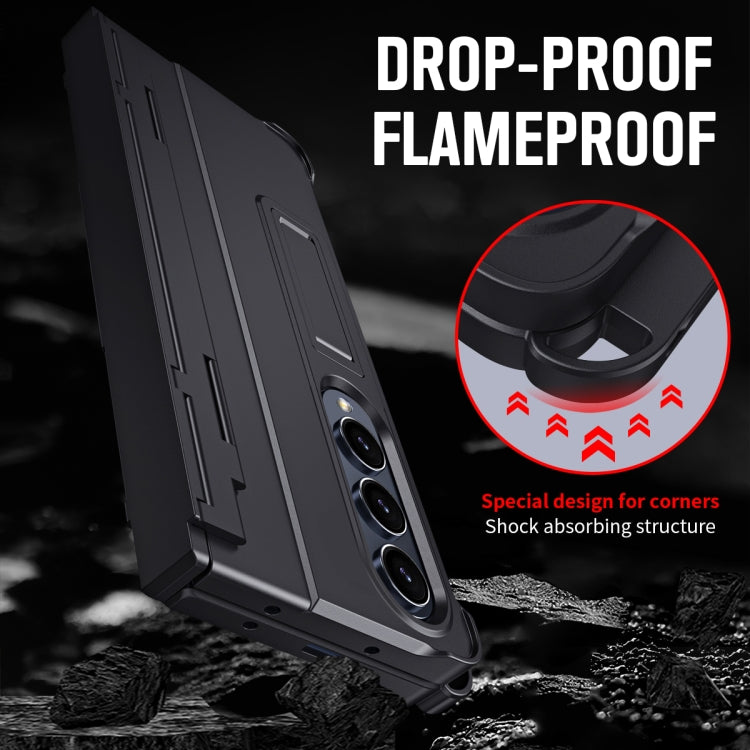 For Samsung Galaxy Z Fold4 Diamond Case-film Integral Hinge Shockproof Phone Case with Pen(Black)
