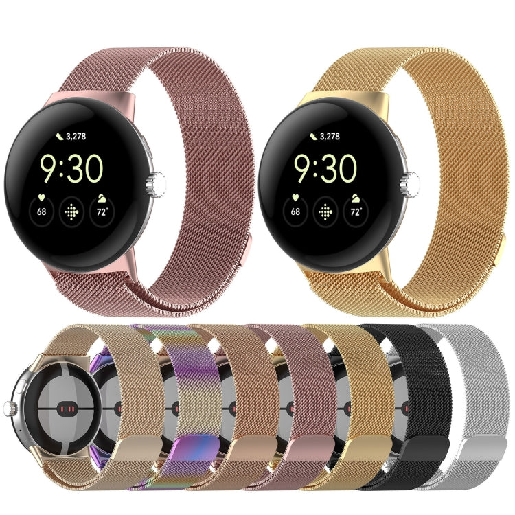For Google Pixel Watch 2 Milan Magnetic Steel Mesh Watch Band(Pink)