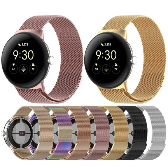 For Google Pixel Watch 2 Milan Magnetic Steel Mesh Watch Band(Pink)
