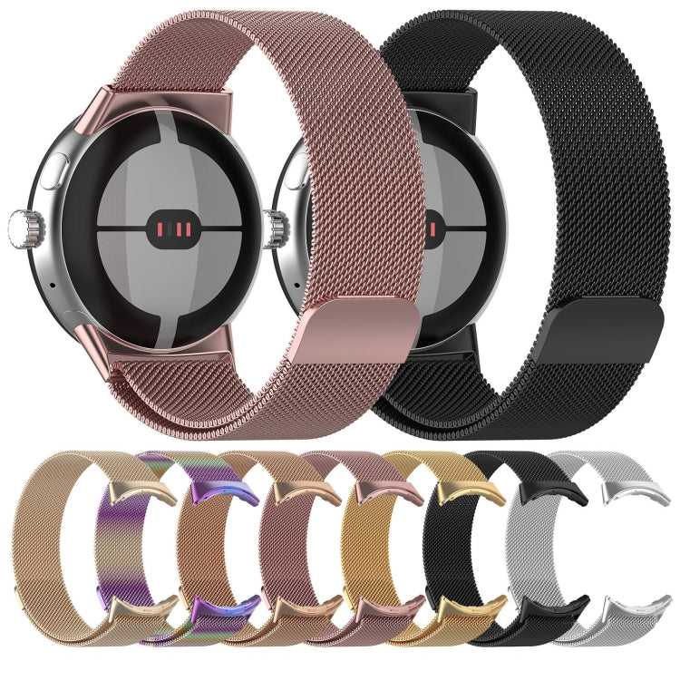 For Google Pixel Watch 2 Milan Magnetic Steel Mesh Watch Band(Black)