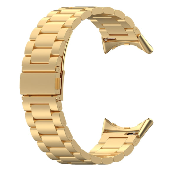 For Google Pixel Watch 2 Three Bead Stainless Steel Metal Watch Band(Gold)