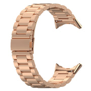 For Google Pixel Watch 2 Three Bead Stainless Steel Metal Watch Band(Rose Gold)