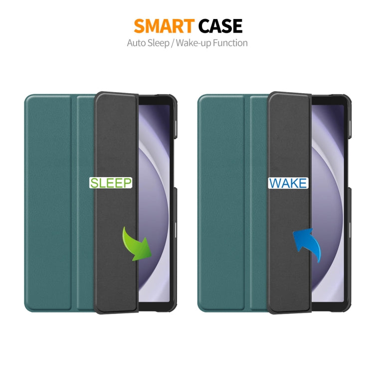 For Samsung Galaxy Tab A9 8.7 ENKAY Tri-fold Custer Texture Leather Smart Tablet Case(Grey)