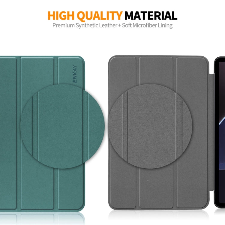 For Samsung Galaxy Tab A9 8.7 ENKAY Tri-fold Custer Texture Leather Smart Tablet Case(Grey)