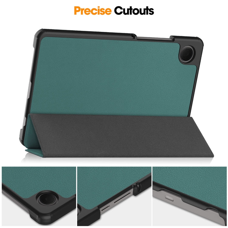 For Samsung Galaxy Tab A9 8.7 ENKAY Tri-fold Custer Texture Leather Smart Tablet Case(Grey)