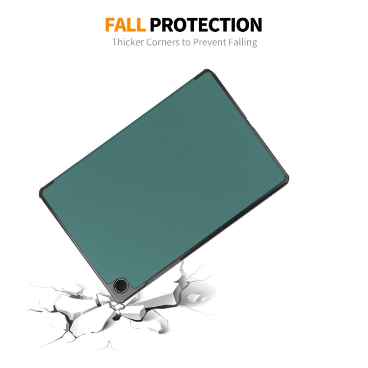 For Samsung Galaxy Tab A9+ 11.0 ENKAY Tri-fold Custer Texture Leather Smart Tablet Case(Grey)