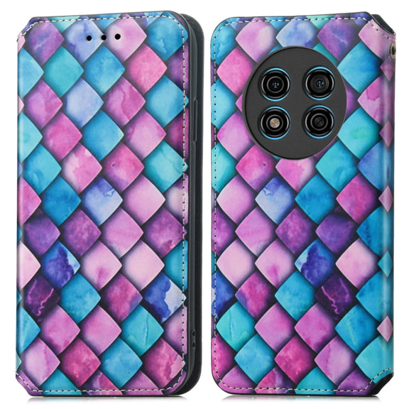 For Ulefone Note 15 CaseNeo Colorful Magnetic Leather Phone Case(Purple Scales)