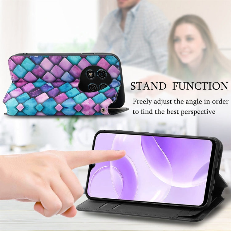 For Ulefone Note 15 CaseNeo Colorful Magnetic Leather Phone Case(Purple Scales)