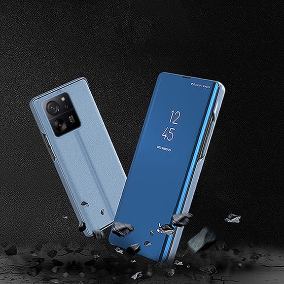 For Xiaomi Redmi Note 13 Pro+ Plated Mirror Horizontal Flip Leather Phone Case with Holder(Silver)
