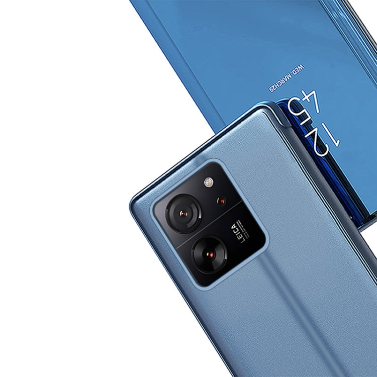 For Xiaomi Redmi Note 13 Pro+ Plated Mirror Horizontal Flip Leather Phone Case with Holder(Silver)