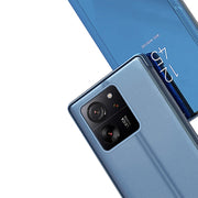 For Xiaomi Redmi Note 13 Pro+ Plated Mirror Horizontal Flip Leather Phone Case with Holder(Silver)