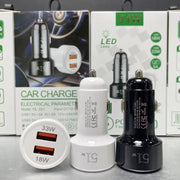 51W Dual Port QC3.0 USB 33W + 18W Fully Compatible Car Charger(White)