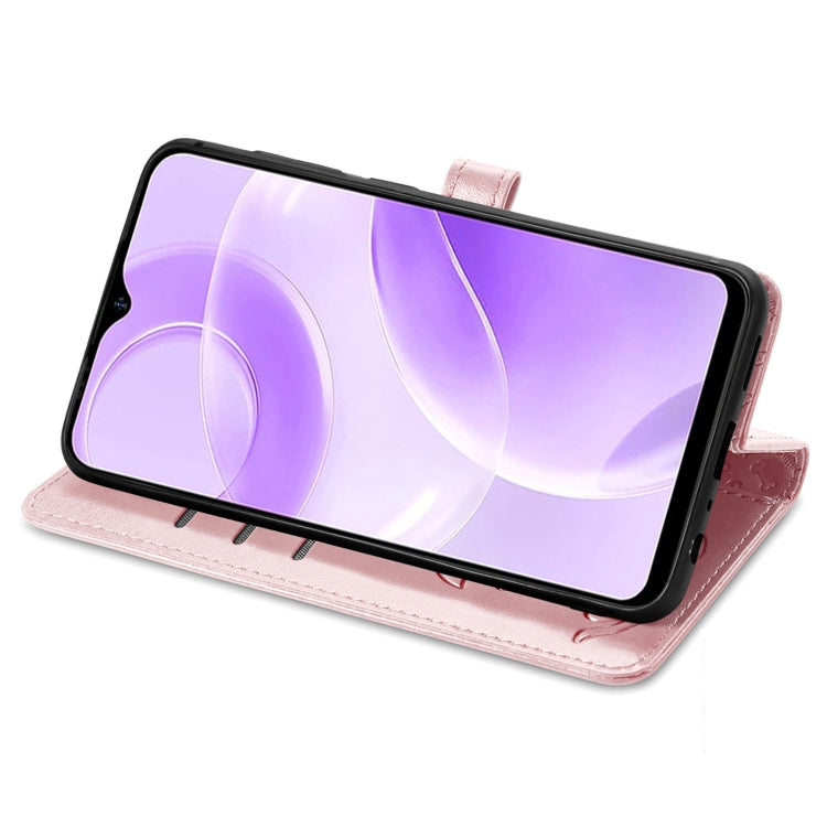 For Ulefone Note 15 Cat and Dog Embossed Leather Phone Case(Rose Gold)