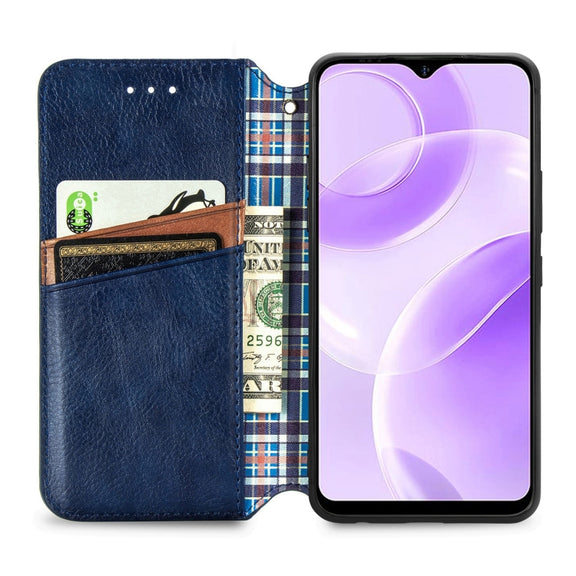 For Ulefone Note 15 Cubic Grid Pressed Magnetic Leather Phone Case(Blue)