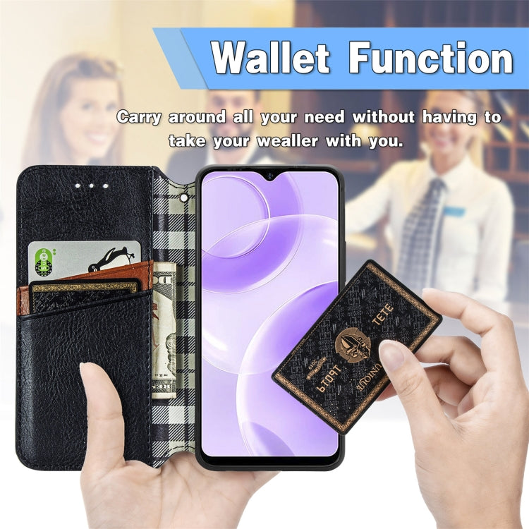 For Ulefone Note 15 Cubic Grid Pressed Magnetic Leather Phone Case(Blue)