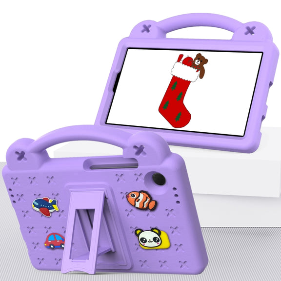 For Samsung Galaxy Tab A9 Handle Kickstand Children EVA Shockproof Tablet Case(Light Purple)
