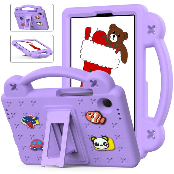 For Samsung Galaxy Tab A9 Handle Kickstand Children EVA Shockproof Tablet Case(Light Purple)
