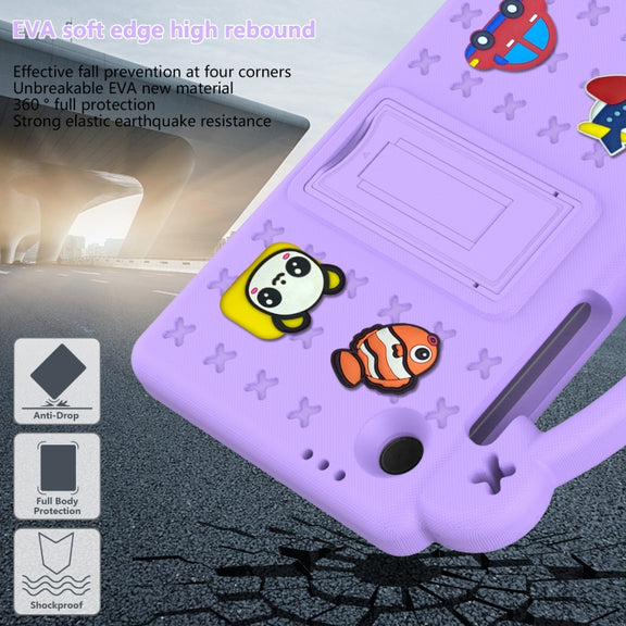 For Samsung Galaxy Tab A9 Handle Kickstand Children EVA Shockproof Tablet Case(Light Purple)