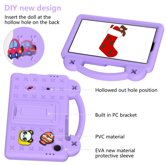 For Samsung Galaxy Tab A9 Handle Kickstand Children EVA Shockproof Tablet Case(Light Purple)