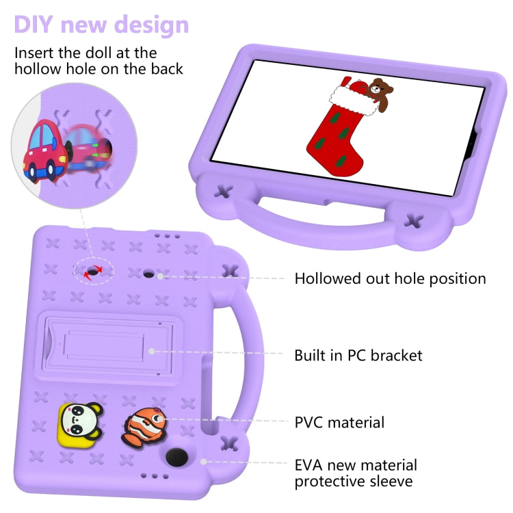 For Samsung Galaxy Tab A9 Handle Kickstand Children EVA Shockproof Tablet Case(Light Purple)