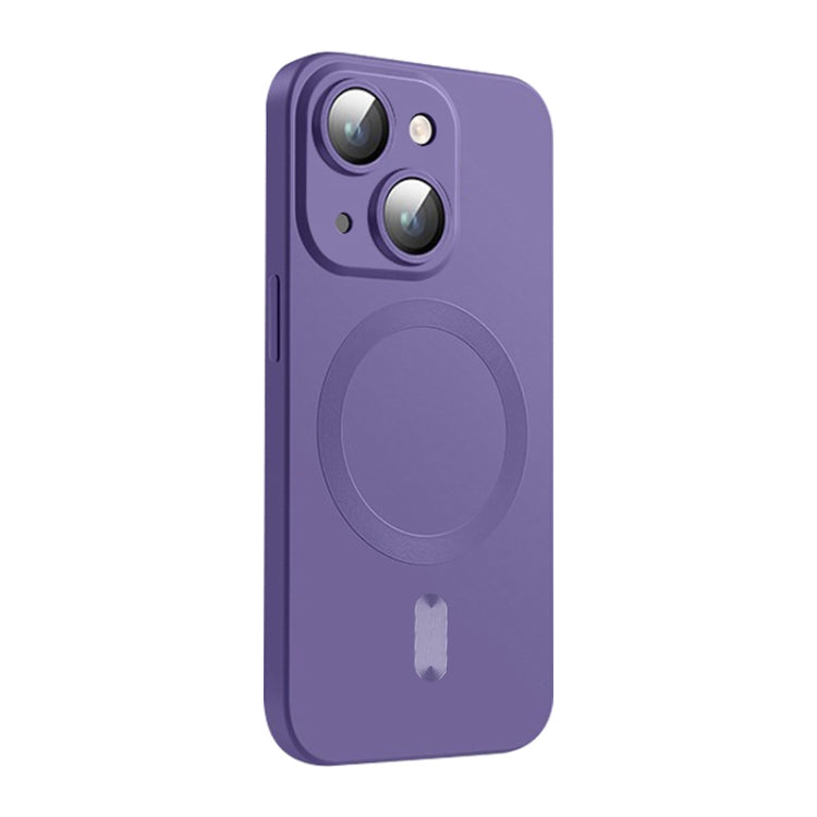 For iPhone 15 Plus ENKAY MagSafe Matte TPU Phone Case with Lens Film(Purple)