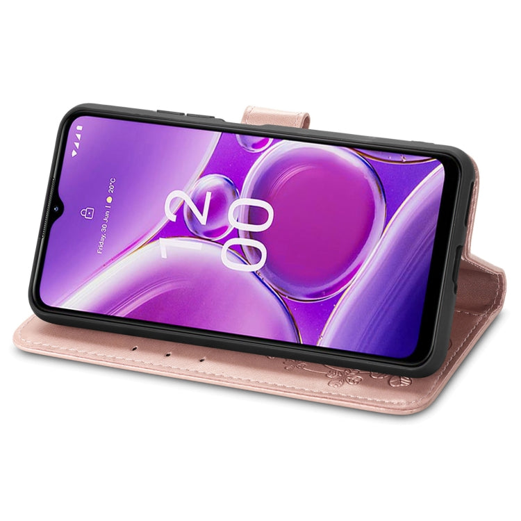 For Nokia G42 Four-leaf Clasp Embossed Buckle Leather Phone Case(Rose Gold)