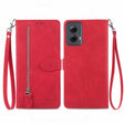 For Motorola Moto G Power 5G 2024 Embossed Flower Zipper Leather Phone Case(Red) - free shipping - PMC Jewellery - Order now!