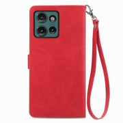 For Motorola Edge 2024 Embossed Flower Zipper Leather Phone Case(Red)