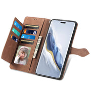 For Honor Magic6 Pro Embossed Flower Zipper Leather Phone Case(Brown)