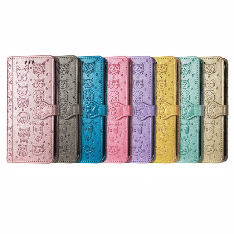 For Honor Magic6 Pro Cat and Dog Embossed Leather Phone Case(Rose Gold)