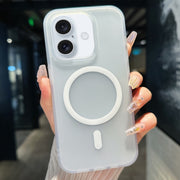 For iPhone 16 Plus Transparent TPU Hybrid PC Magsafe Phone Case(White)