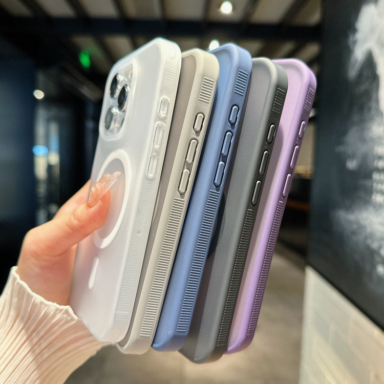 For iPhone 14 Plus Transparent TPU Hybrid PC Magsafe Phone Case(Grey)