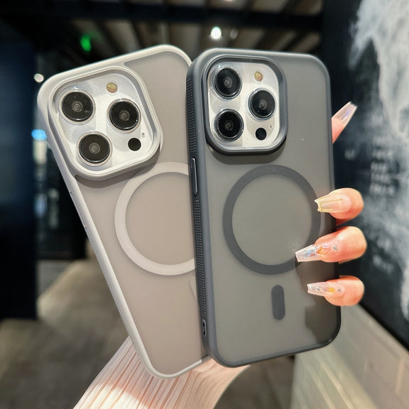 For iPhone 14 Plus Transparent TPU Hybrid PC Magsafe Phone Case(Grey)