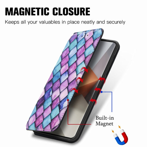 For Xiaomi Redmi Note 13 Pro+ CaseNeo Colorful Magnetic Leather Phone Case(Purple Scales)
