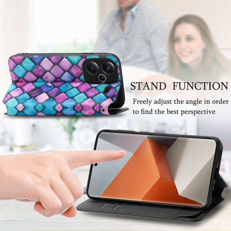 For Xiaomi Redmi Note 13 Pro+ CaseNeo Colorful Magnetic Leather Phone Case(Purple Scales)
