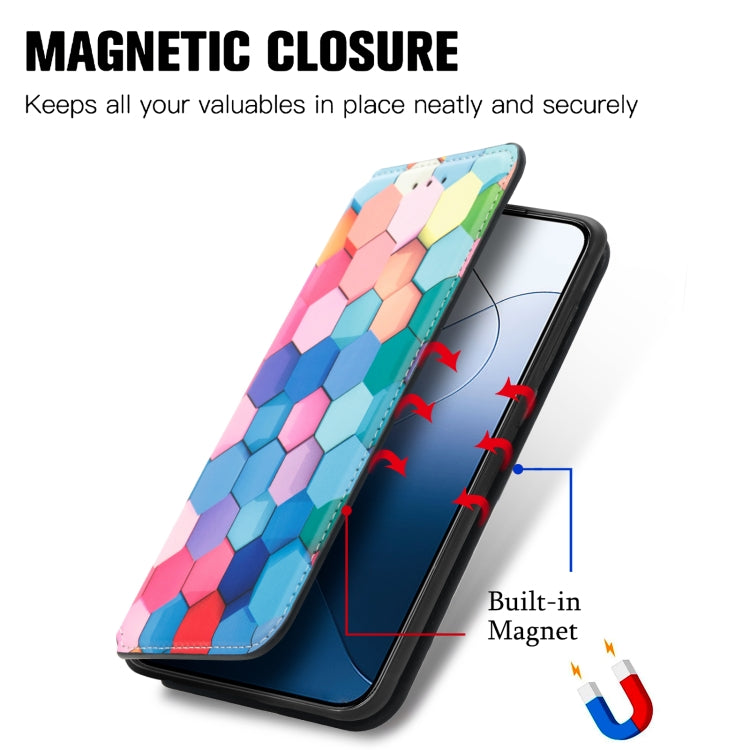 For Xiaomi 14 Pro CaseNeo Colorful Magnetic Leather Phone Case(Colorful Cube)