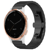 For Garmin Vivoactive 4S One Bead Butterfly Buckle Stainless Steel Metal Watch Band(Black)