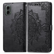 For Motorola Moto G 2024 Mandala Flower Embossed Leather Phone Case(Black)