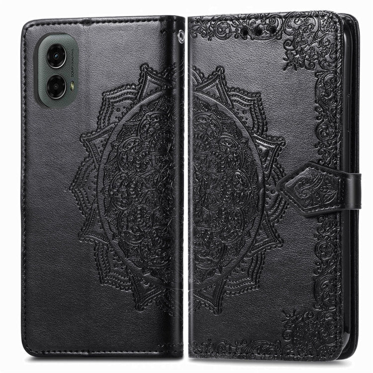 For Motorola Moto G 2024 Mandala Flower Embossed Leather Phone Case(Black)