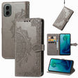 For Motorola Moto G 2024 Mandala Flower Embossed Leather Phone Case(Gray) - Motorola Cases by PMC Jewellery | Online Shopping South Africa | PMC Jewellery | Buy Now Pay Later Mobicred