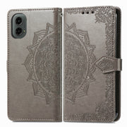 For Motorola Moto G 2024 Mandala Flower Embossed Leather Phone Case(Gray)