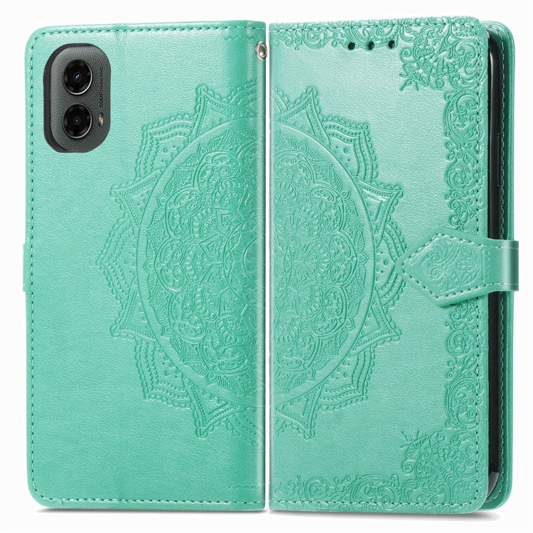 For Motorola Moto G 2024 Mandala Flower Embossed Leather Phone Case(Green)