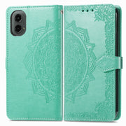 For Motorola Moto G 2024 Mandala Flower Embossed Leather Phone Case(Green)