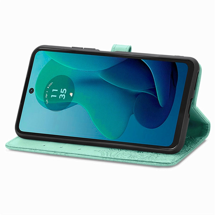 For Motorola Moto G 2024 Mandala Flower Embossed Leather Phone Case(Green)