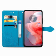 For Motorola Moto G Power 2024 Mandala Flower Embossed Leather Phone Case(Blue)