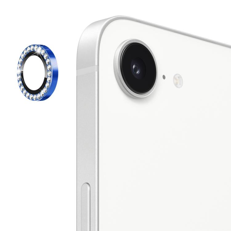 For iPhone 16e ENKAY AR Anti-reflection Individual Diamond Ring Camera Lens Glass Full Film(Sea Blue)