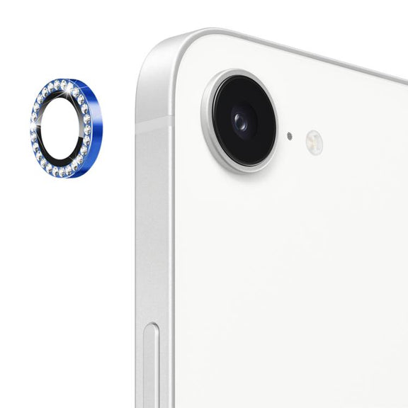 For iPhone 16e ENKAY AR Anti-reflection Individual Diamond Ring Camera Lens Glass Full Film(Sea Blue)
