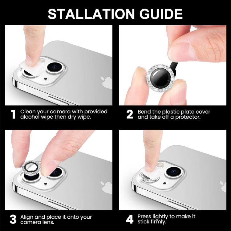 For iPhone 16e ENKAY AR Anti-reflection Individual Diamond Ring Camera Lens Glass Full Film(Black)